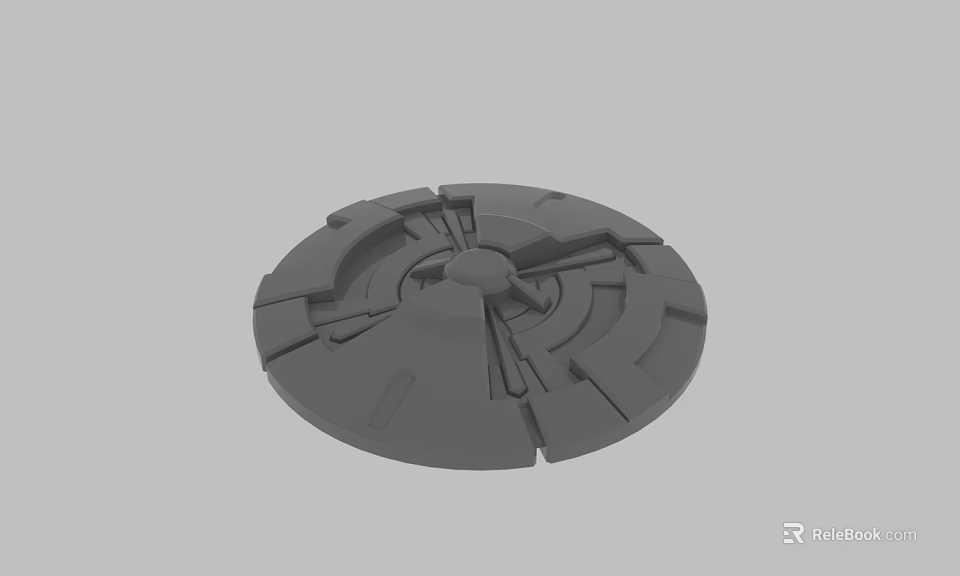Gray Circular Mechanical Component With Intricate Geometric Cuts And Technical Structure 3d model 