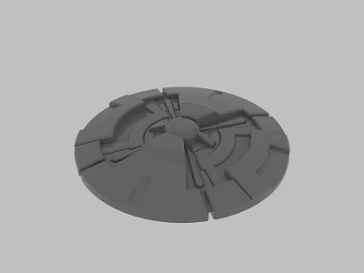 Gray Circular Mechanical Component With Intricate Geometric Cuts And Technical Structure 3d model