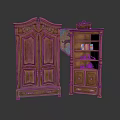 Classic Wooden Furniture Collection Featuring Carved Double Door Wardrobe And Shelf Cabinet