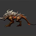 Mythical Armored Beast With White Spiked Armor And Orange Tail Details