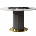 Elegant Round Dining Table With Marble Tabletop Black Center Section And Gold Base 3d model