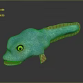 Vibrant Turquoise Aquatic Creature with Scaly Body Large Yellow Eyes and Colorful Fins 3D Rendering