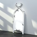 Natural Branch Designed Mirror Standing Against White Wall With Shadow 3d model