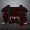 Futuristic Red Chest With Glowing Red Lines Weathered Texture And Triple Dot Symbol