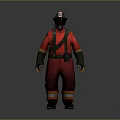 Firefighter Uniform With Red Jacket Harness Pants Orange Stripes Black Helmet Mask Gloves Boots