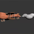 Adorable Toy Biplane With Orange Body Wooden Wings Number 1 And White Smoke Trail