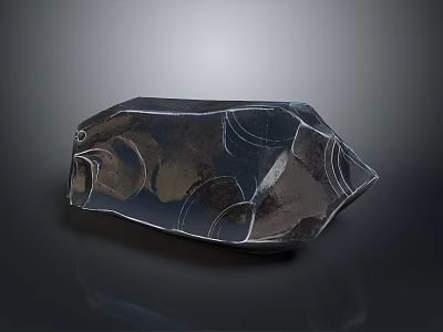 Modern Wood Stone Decorative Piece With Irregular Shape And Polished Circular Surface Patterns 3d model
