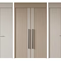 Modern Double Doors Design With Wooden And White Finishes And Stylish Metal Handles