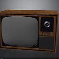 Vintage Electronic TV Set with Wooden Cabinet Retro Design and Control Knobs