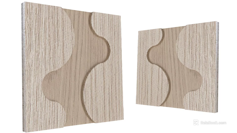 Modern Wooden Wall Decor With Curved Patterns And Textured Surface 3d model