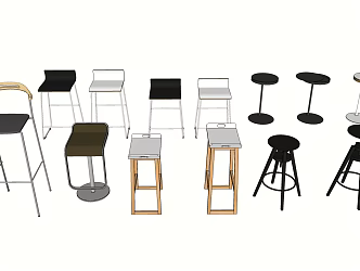 Modern bar stool chair combination 3d model
