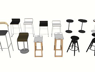 Modern bar stool chair combination 3d model