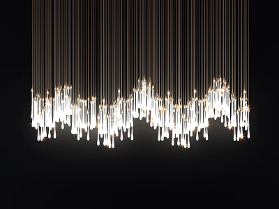 Modern Design Crystal Chandelier With Hanging Glass Rods And Bright Illumination 3d model
