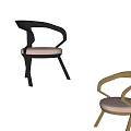 Stylish Modern Dining Chairs Featuring Gold Metal Armrests And Upholstered Beige Seats