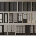 Various Interior Door Designs With Arch Glass Panel And Different Colors 3d model