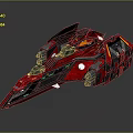 Futuristic Red Black Sci-Fi Spaceship With Complex Structure And Glowing Details 3d model