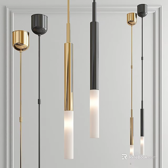 Modern Gold and Black Pendant Lights with Sleek Metal Design for Contemporary Home Interiors 3d model 