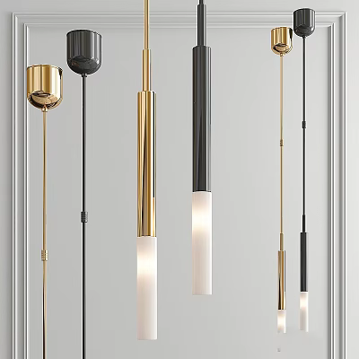 Modern Gold and Black Pendant Lights with Sleek Metal Design for Contemporary Home Interiors 3d model
