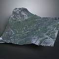 3D Mountain Terrain Model With Green Vegetation And White Peaks 3d model