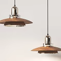 Modern Pendant Lights with Metal and Wooden Shades Double Layered Design for Interior Decoration