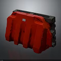 Red Traffic Barrier Structure With Grooved Panels And Gray Base Support Frame 3d model