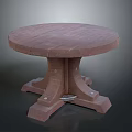 Sturdy Wooden Round Table With Natural Finish And Multi Legged Base