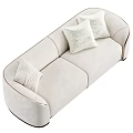 Modern Beige Curved Sofa With Soft Cushions And Elegant Wooden Base Design