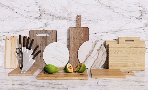 Modern cutting board tool combination 3d model