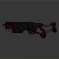 Futuristic Sci Fi Weapon With Black Red And Blue Glowing Mechanical Design