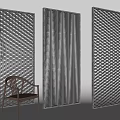 New Chinese Style Tile Partition Lattice Partition Leisure Chair Hollow Brick Cement Brick 3d model