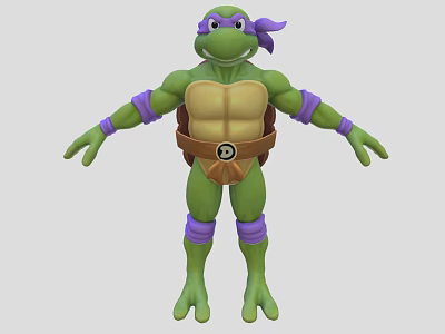 Game Movie Character With Green Skin Purple Headband Turtle Shell Chest Emblem 3d model