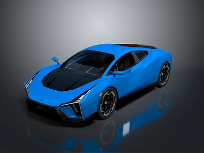 Blue Sports Car With Modern Sleek Design Black Roof And Aerodynamic Body 3d model