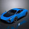 Blue Sports Car With Modern Sleek Design Black Roof And Aerodynamic Body