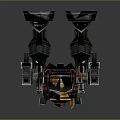 Detailed Spacecraft Mechanical Structure With Red Green Components And Thruster Parts