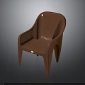 Modern Brown Plastic Chair With Ergonomic Backrest Armrests Textured Surface And Sturdy Legs