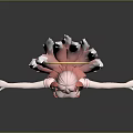 3D Render Pink Haired Anime Female Character With Golden Headdress And Mythical Creature Features