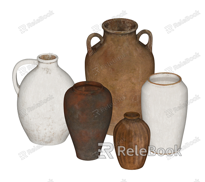 Modern clay pot ornaments model