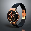 Luxury Modern Watch With Black Rubber Strap Rose Gold Case And Diamond Accents