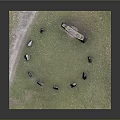 Ancient Stonehenge Model Display With Circular Stone Arrangement And Grass Base