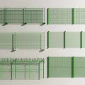 Green Metal Fence With Various Mesh Designs And Spiked Top Styles