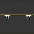 Black And Yellow Striped Skateboard With Green Wheels And ZED Logo
