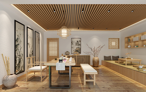 New Chinese Tea Room Homestay Room 3d model