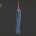 Modern Blue Skyscraper Architectural Design Featuring Tall Glass Facade And Spire