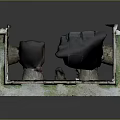 Stone Building Model With Arched Openings Wooden Door And Stone Walls