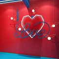 Heartbeat Lab Space Featuring Red Heart Balloons Red Wall And Blue Decor 3d model