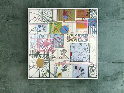 Abstract Collage Artwork With Colorful Geometric Shapes And Diverse Patterns 3d model