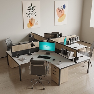 Modern Office Desk and Chair Staff Desk Public Office Desk and Chair Public Office Area 3d model