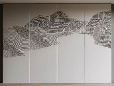Modern Luxury Background Wall With Gray White Mountain Landscape Lines Design 3d model