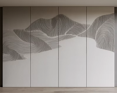 Modern Luxury Background Wall With Gray White Mountain Landscape Lines Design 3d model