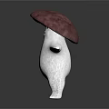 Cute Anthropomorphic Mushroom Figure With White Body Dark Purple Cap And Outstretched Arms